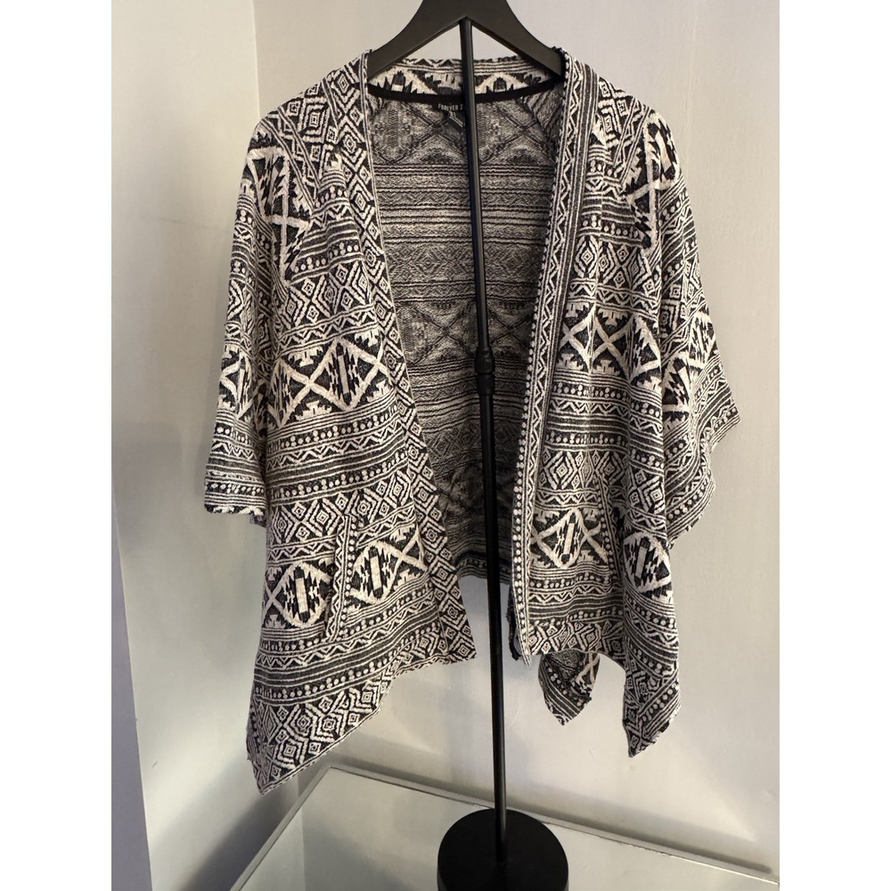 Forever 21 Tribal Print Kimono Cardigan Open Front Boho Festival Size L